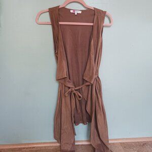 Brown "Suede" Long Festival Vest